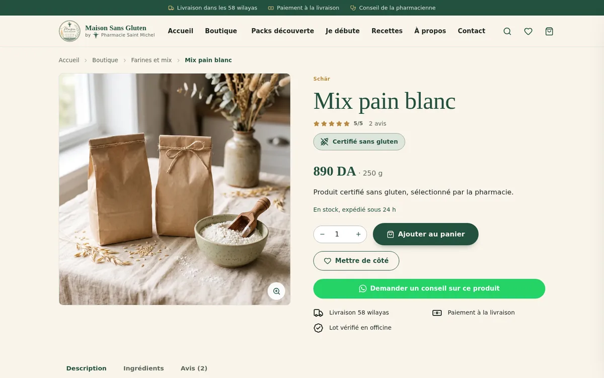 Capture du site Maison Sans Gluten, image 5